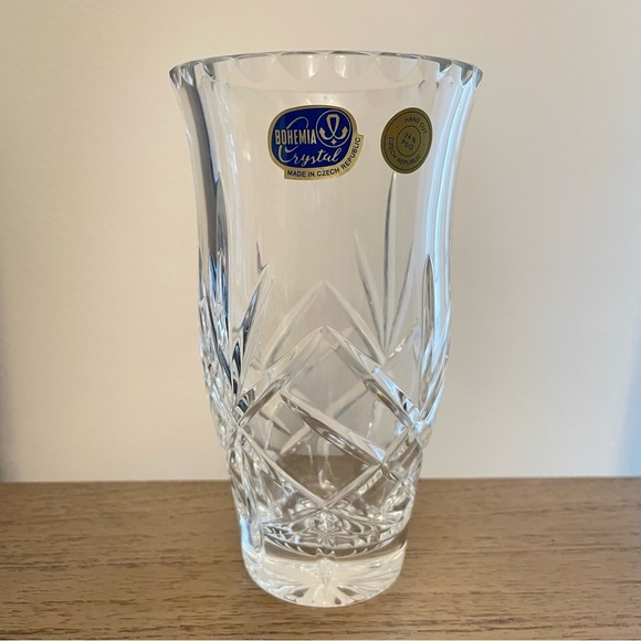 Bohemia Crystal 12" 24% Pbo Hand Cut Vase made in Czech Republic - Picture 2 of 13